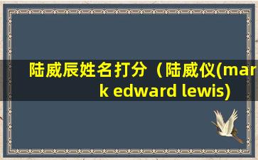 陆威辰姓名打分（陆威仪(mark edward lewis)）